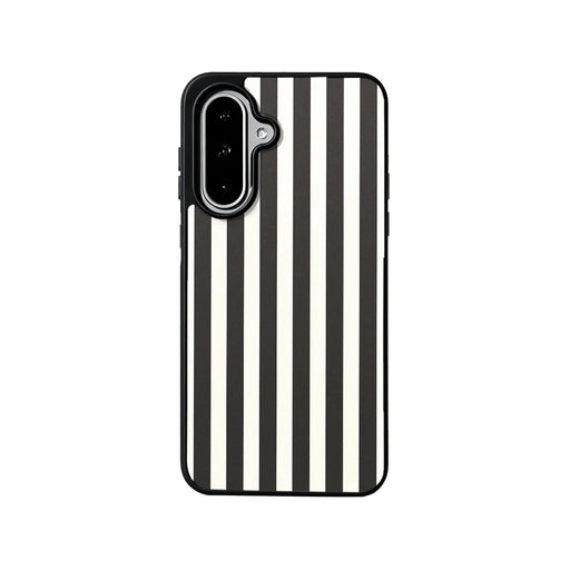 EYCASE for Samsung Galaxy A37 5G Striped Series Magnetic Case TPU + Acrylic Phone Cover - Black / White Stripes - 2