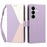 For Samsung Galaxy A27 5G Case Color Stitching RFID Blocking Wallet Flip Leather Phone Cover with Wrist Strap - Light Purple - 1