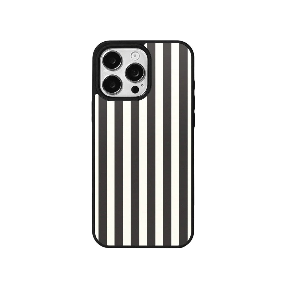 EYCASE for iPhone 15 Pro Max Striped Series Magnetic Case TPU + Acrylic Phone Cover - Black / White Stripes - 2
