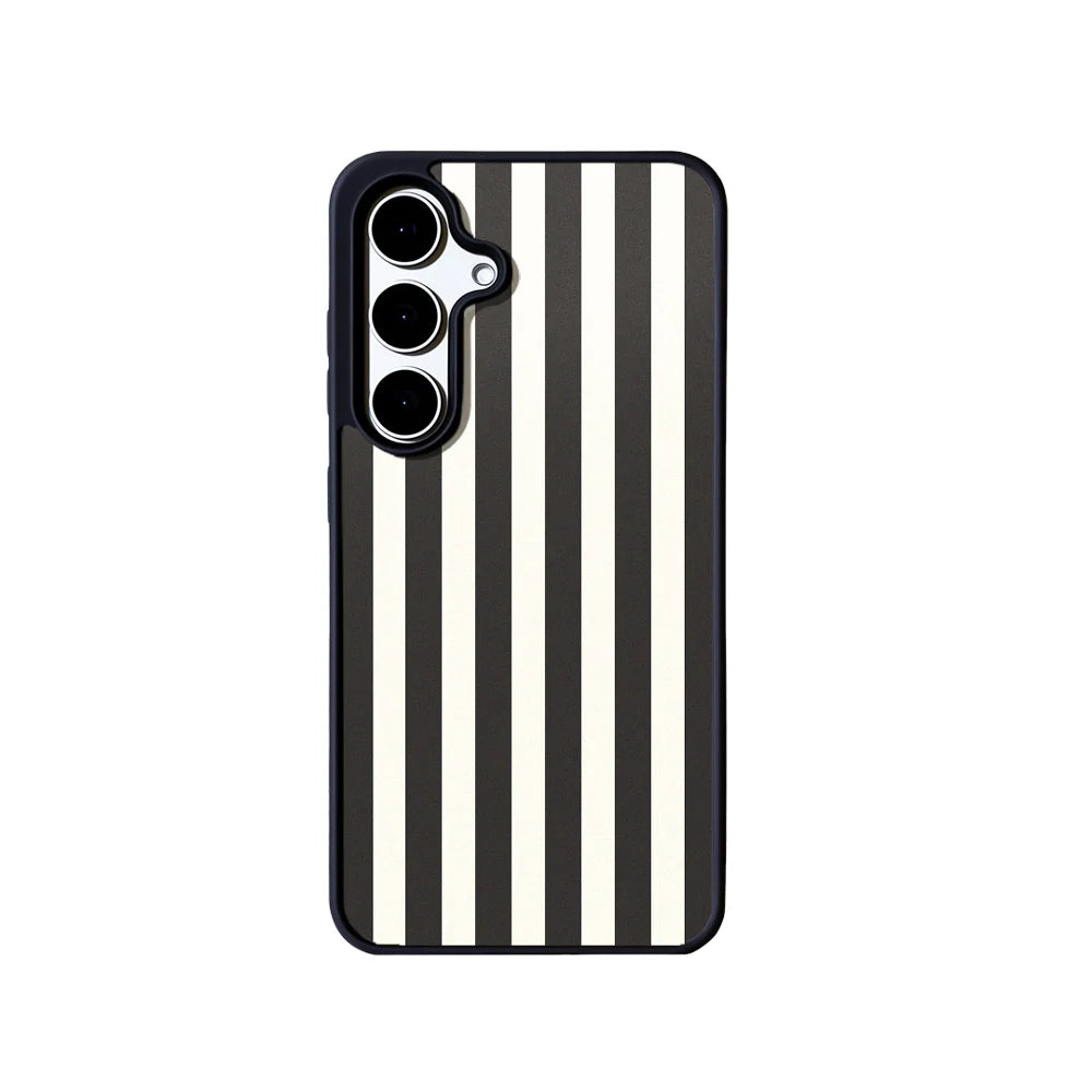 EYCASE for Samsung Galaxy S26+ Striped Series Magnetic Case TPU + Acrylic Phone Cover - Black / White Stripes - 2