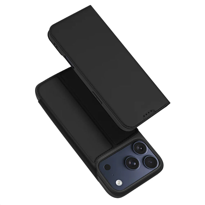 DUX DUCIS for iPhone 18 Pro / 17 Pro Skin Pro Series Case Leather Stand Cover Card Holder - Black - 1