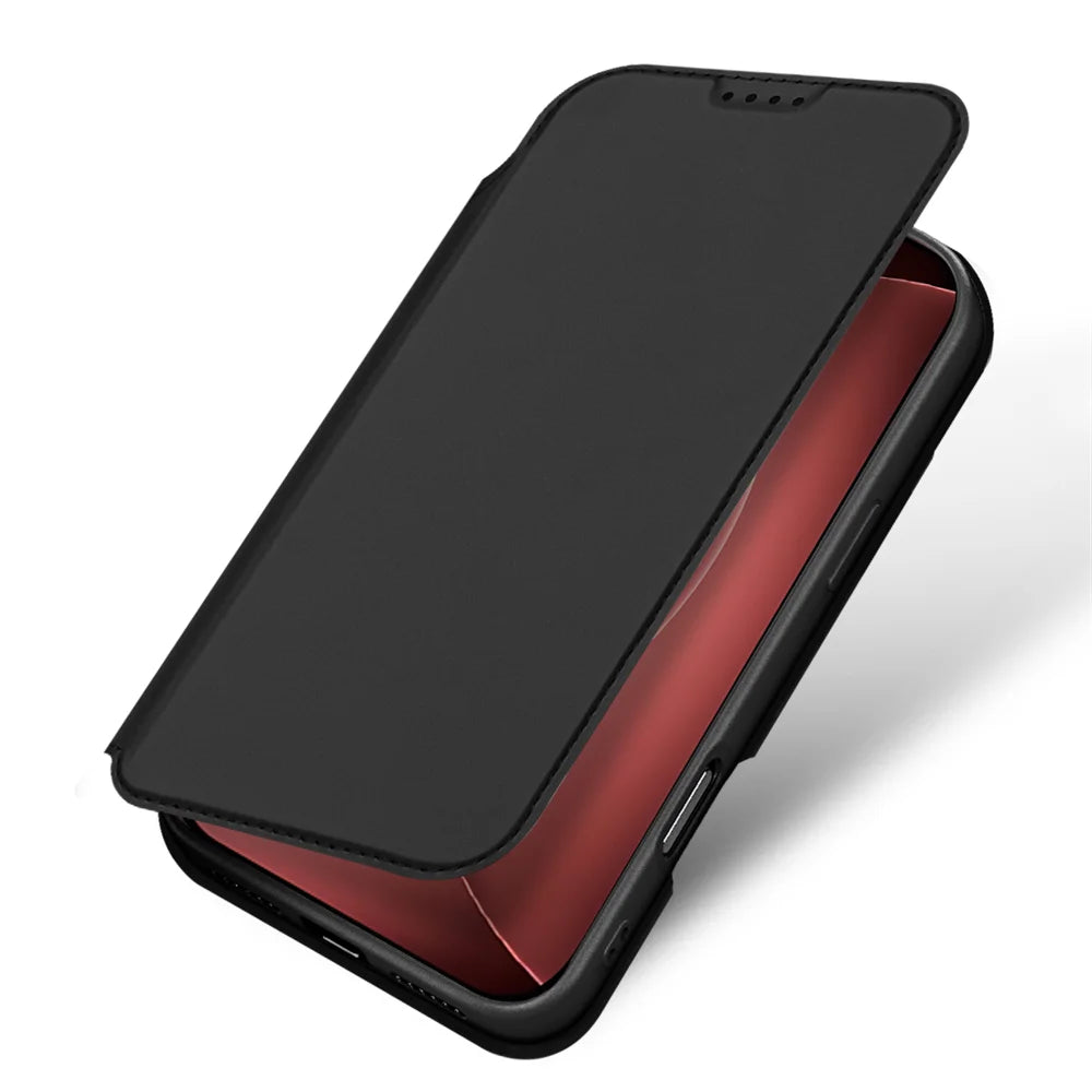 DUX DUCIS for iPhone 18 Pro Max / 17 Pro Max Skin Pro Series Case Leather Stand Cover Card Holder - Black - 4