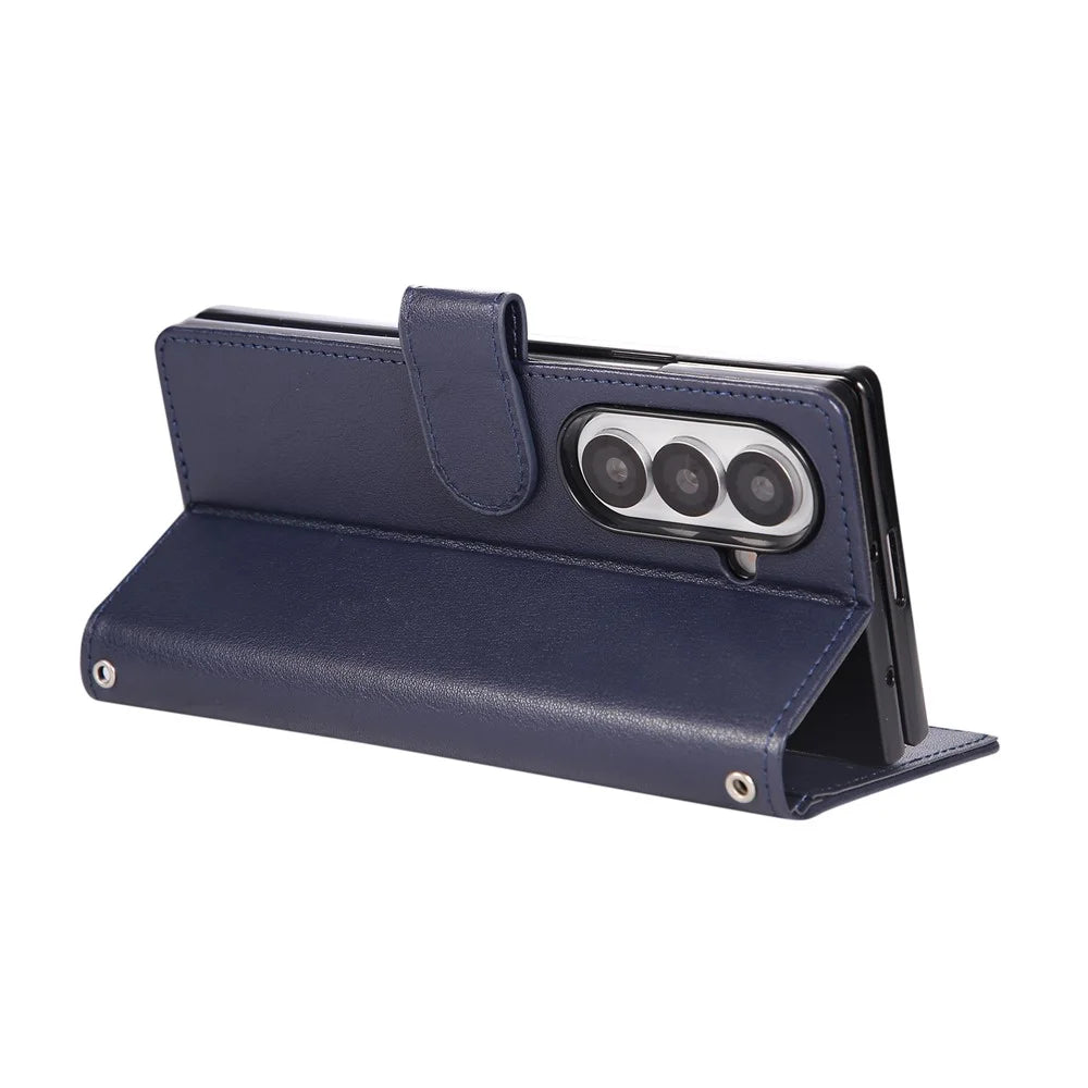 For Samsung Galaxy Z Fold8 Ultra Case Magnetic Clasp PU Leather Phone Cover with Card Slot - Blue - 4