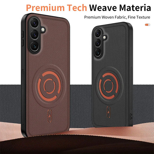 WANLONFENG for Samsung Galaxy A14 4G / Galaxy A14 5G KJB Series Magnetic Case Tech Fabric Texture PC+TPU Shockproof Phone Cover - Black - 2