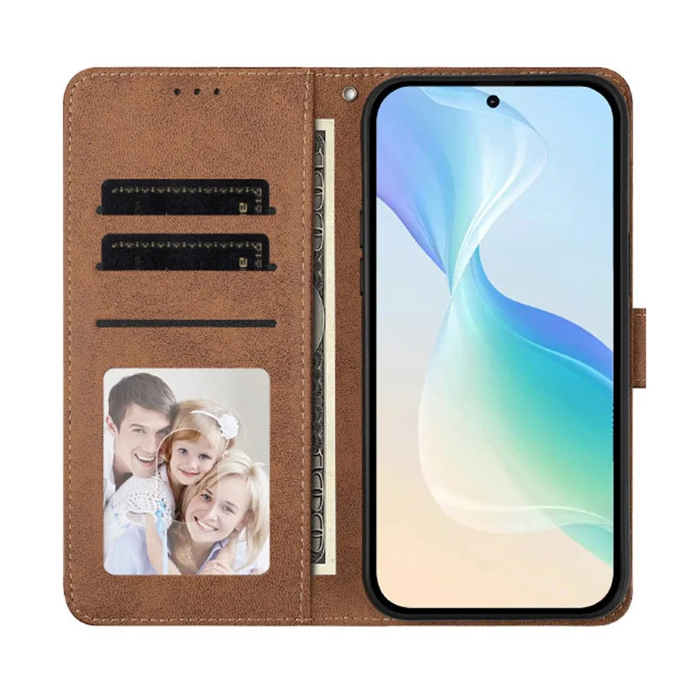 For iPhone 18 Pro Max / 17 Pro Max Case Wallet Flip Stand PU Leather Phone Cover with Wrist Strap - Brown - 2