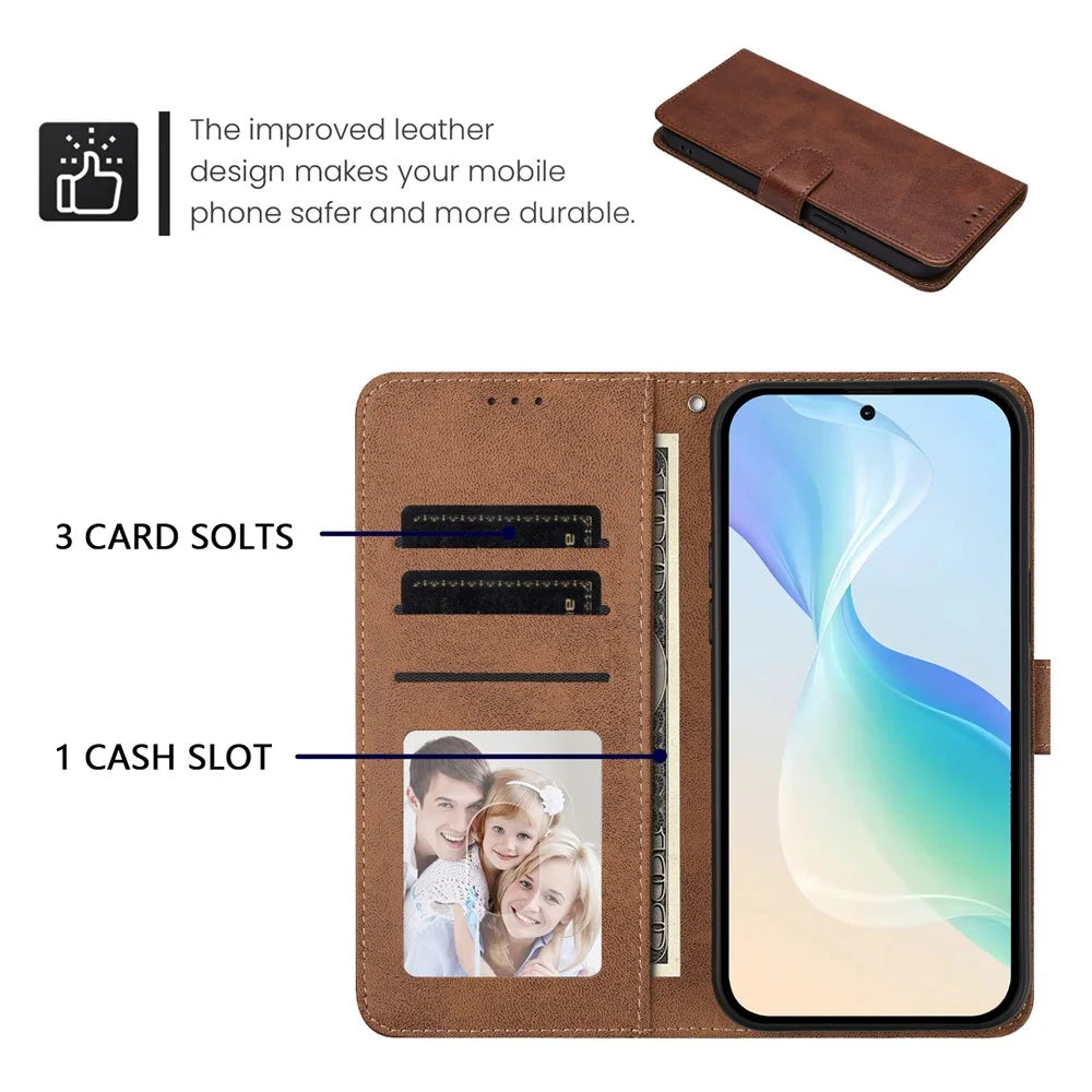 For iPhone 18 Pro Max / 17 Pro Max Case Wallet Flip Stand PU Leather Phone Cover with Wrist Strap - Brown - 5