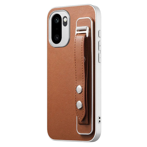 Adjustable Wrist Strap Case for OnePlus 15R 5G / Ace 6 5G / Ace 6T 5G Leather + PC + TPU Phone Cover - Brown - 1