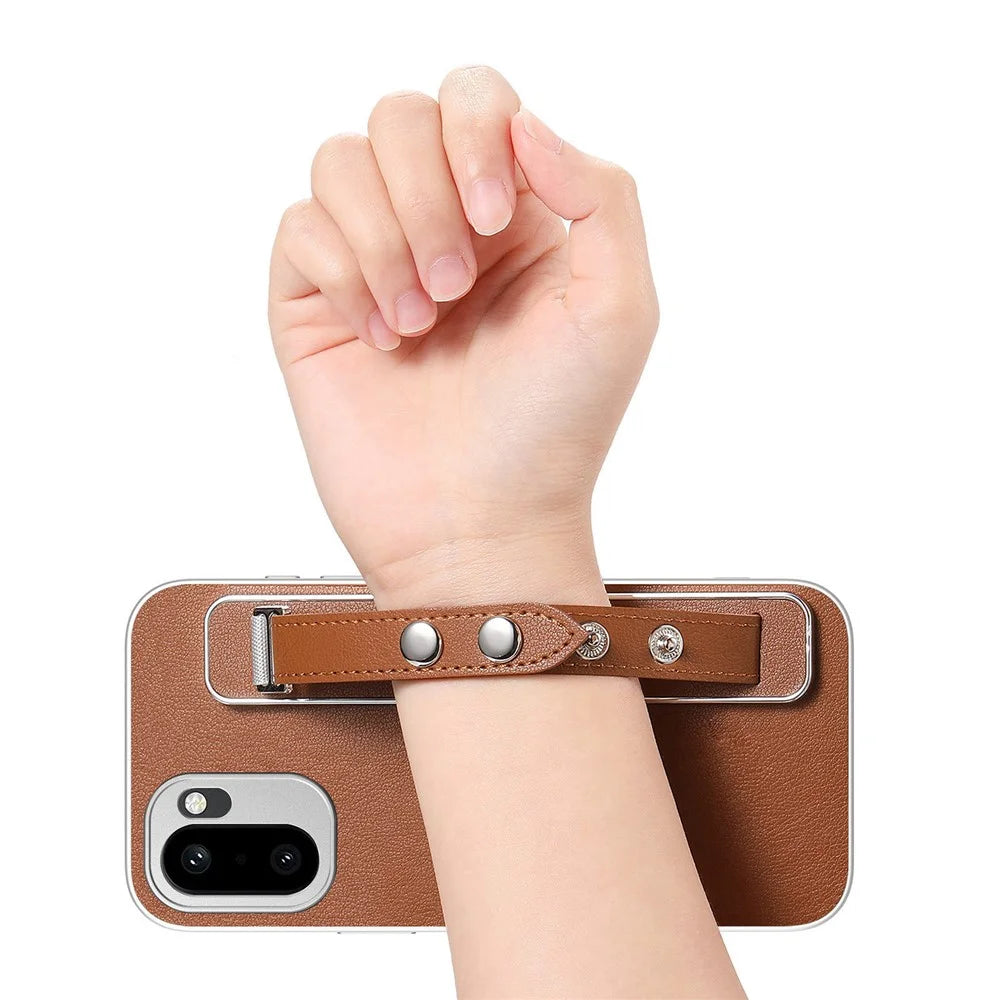 Adjustable Wrist Strap Case for OnePlus 15R 5G / Ace 6 5G / Ace 6T 5G Leather + PC + TPU Phone Cover - Brown - 3
