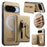 For Google Pixel 10 Pro  /  Pixel 10 Magnetic Case PU Leather + PC + TPU Anti-Scratch Back Cover with Detachable Card Holder - Khaki - 1