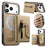 For iPhone 18 Pro Max  /  17 Pro Max Magnetic Case PU Leather + PC + TPU Anti-Scratch Back Cover with Detachable Card Holder - Khaki - 1