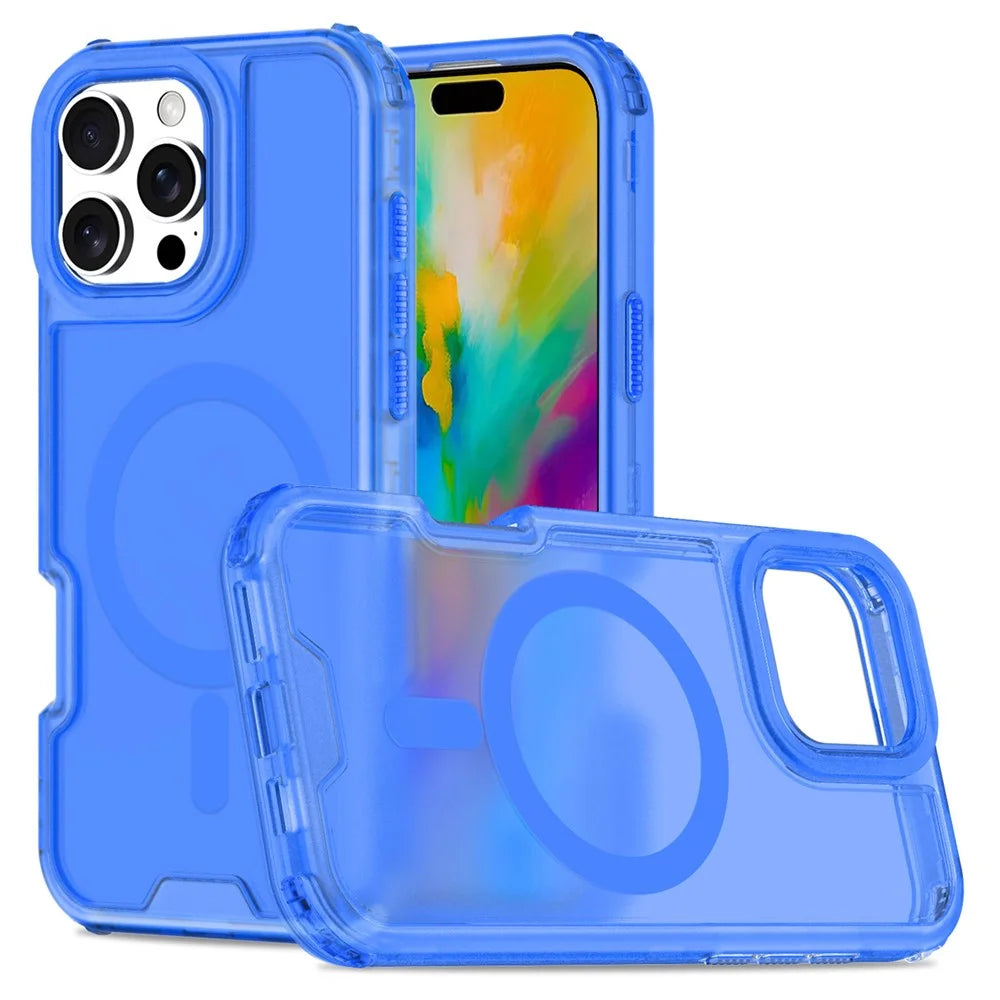 For iPhone 16 Pro Max Magnetic Case 2-in-1 PC + TPU Frosted Soft-Touch Phone Cover - Baby Blue - 2