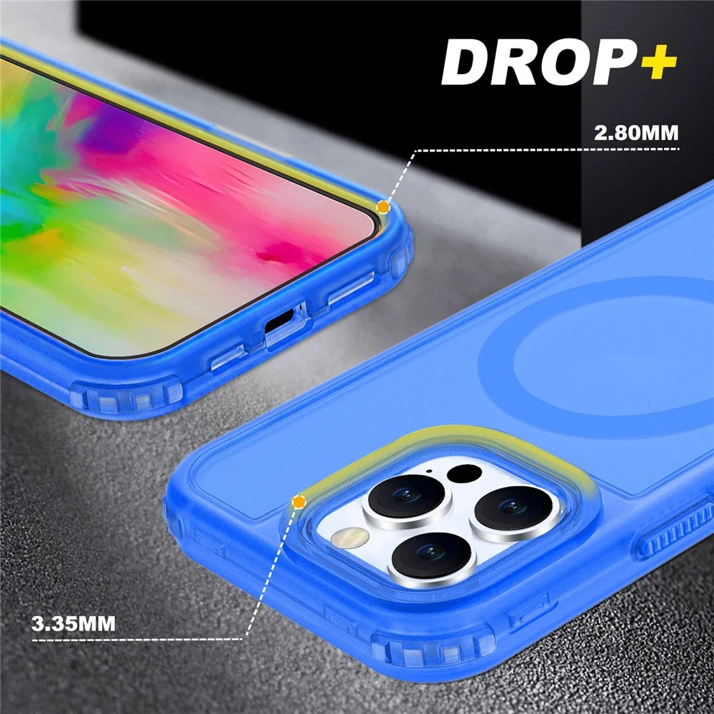 For iPhone 16 Pro Max Magnetic Case 2-in-1 PC + TPU Frosted Soft-Touch Phone Cover - Baby Blue - 4