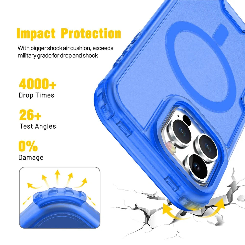 For iPhone 16 Pro Magnetic Case 2-in-1 PC + TPU Frosted Soft-Touch Phone Cover - Baby Blue - 3