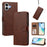 For iPhone 17 Case Wallet Flip Stand PU Leather Phone Cover with Wrist Strap - Brown - 2