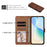 For iPhone 17 Case Wallet Flip Stand PU Leather Phone Cover with Wrist Strap - Brown - 6