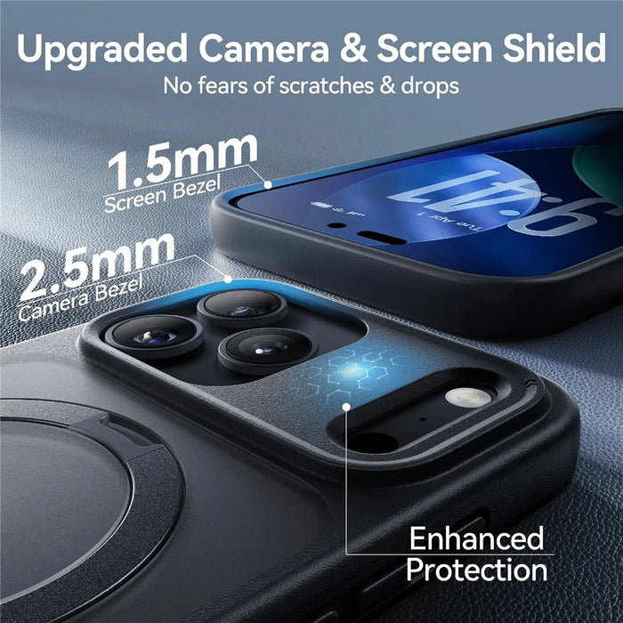 CASEKOO for iPhone 18 Pro / 17 Pro Case Magnetic Kickstand Translucent Matte PC + TPU Phone Cover Compatible with MagSafe - Black - 7