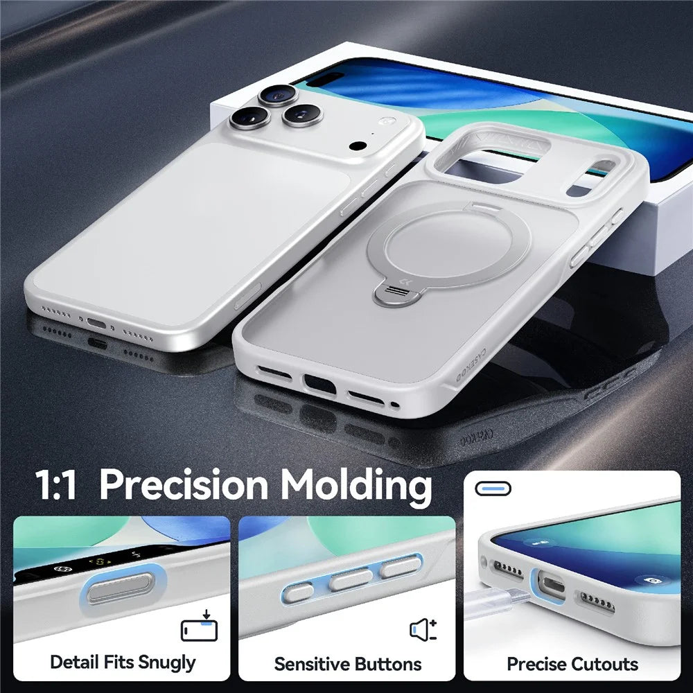 CASEKOO for iPhone 18 Pro Max / 17 Pro Max Case Magnetic Rotating Kickstand PC + TPU Matte Phone Cover - White - 7