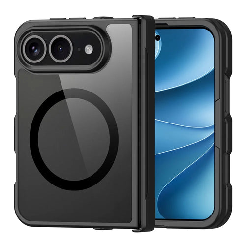 DUX DUCIS Aimo for iPhone Fold Magnetic Case Hinge Protection PC + TPU Shockproof Phone Cover (REACH Certification) - Black - 1