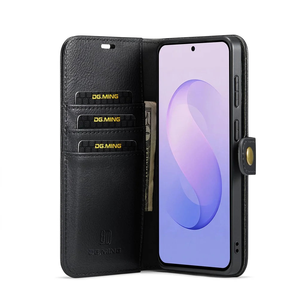 DG.MING for Samsung Galaxy A24 4G (162.1mm) Leather Wallet Case Detachable 2 in 1 Split Leather Phone Cover - Black - 2