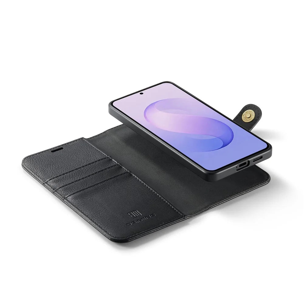 DG.MING for Samsung Galaxy A24 4G (162.1mm) Leather Wallet Case Detachable 2 in 1 Split Leather Phone Cover - Black - 4