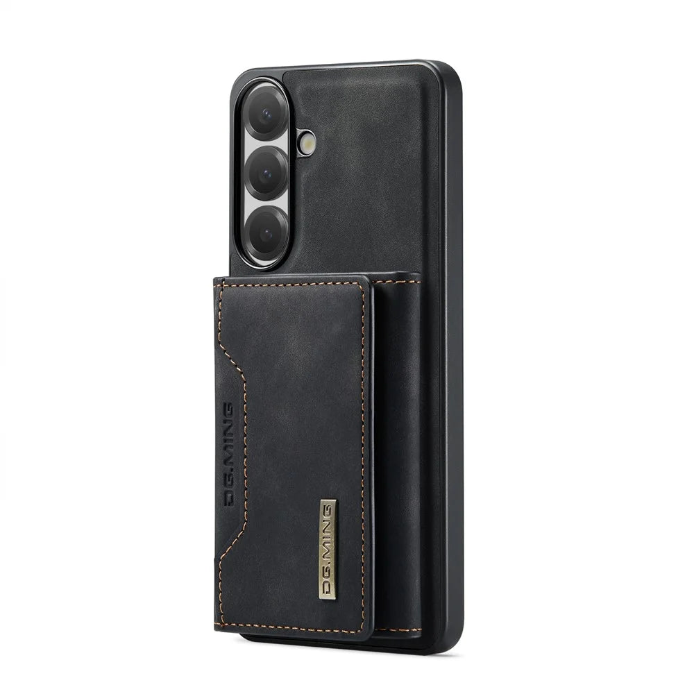 DG.MING M2 Series for Samsung Galaxy A24 4G (162.1mm) Magnetic Case PU + PC + TPU Phone Cover Detachable Wallet Kickstand - Black - 2