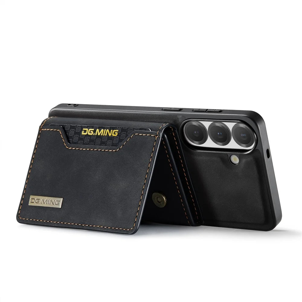 DG.MING M2 Series for Samsung Galaxy A24 4G (162.1mm) Magnetic Case PU + PC + TPU Phone Cover Detachable Wallet Kickstand - Black - 5