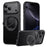 For iPhone 18 Pro / 17 Pro Case Rotating Magnetic Kickstand Dot-Matrix Texture TPU + Acrylic Phone Cover - Black - 1