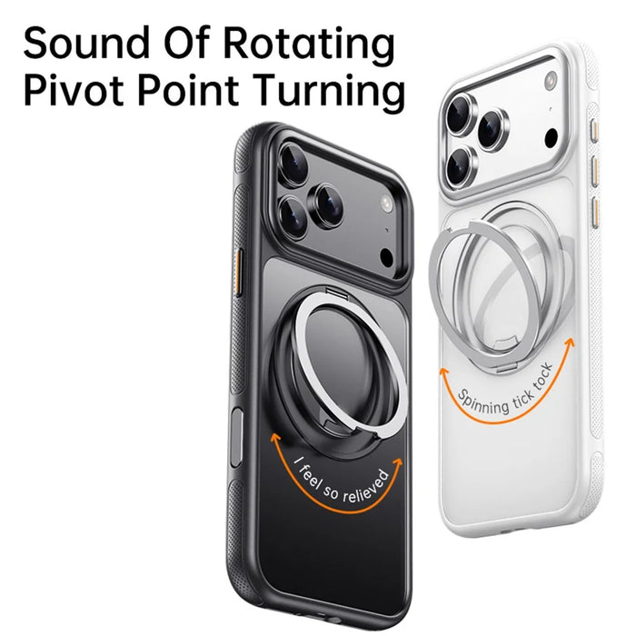 For iPhone 18 Pro / 17 Pro Case Rotating Magnetic Kickstand Dot-Matrix Texture TPU + Acrylic Phone Cover - Black - 3