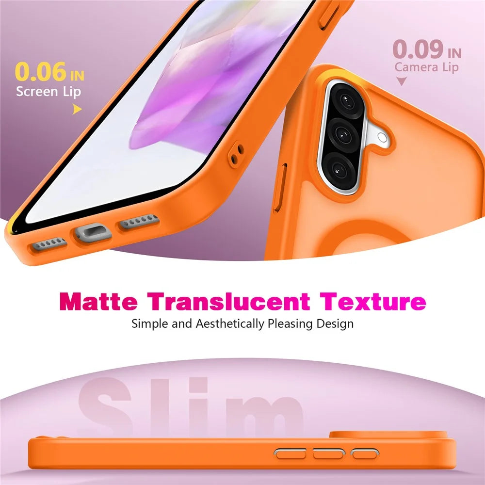 For Samsung Galaxy A36 5G / A37 5G Magnetic Case Skin Touch TPU + PC 2.0mm Thickness Anti-drop Phone Cover - Orange - 3