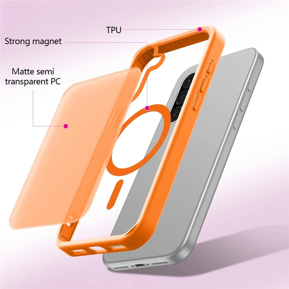 For Samsung Galaxy A36 5G / A37 5G Magnetic Case Skin Touch TPU + PC 2.0mm Thickness Anti-drop Phone Cover - Orange - 5