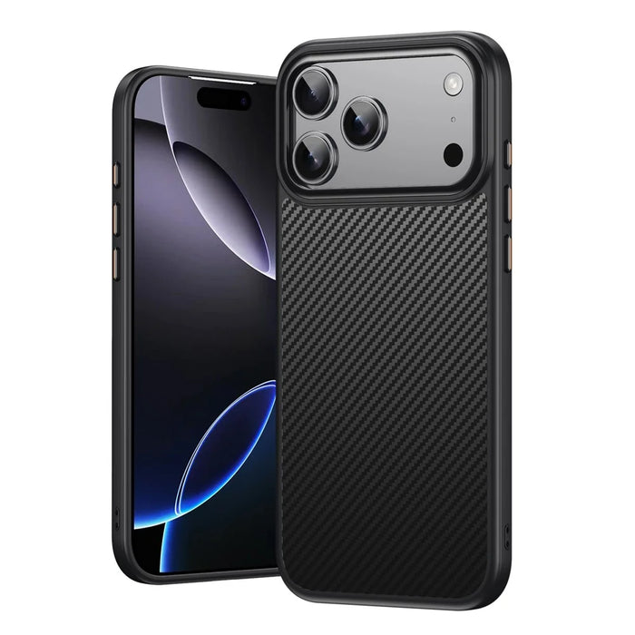 For iPhone 18 Pro / 17 Pro Magnetic Case Carbon Fiber Texture PC + TPU Phone Cover - Black - 1
