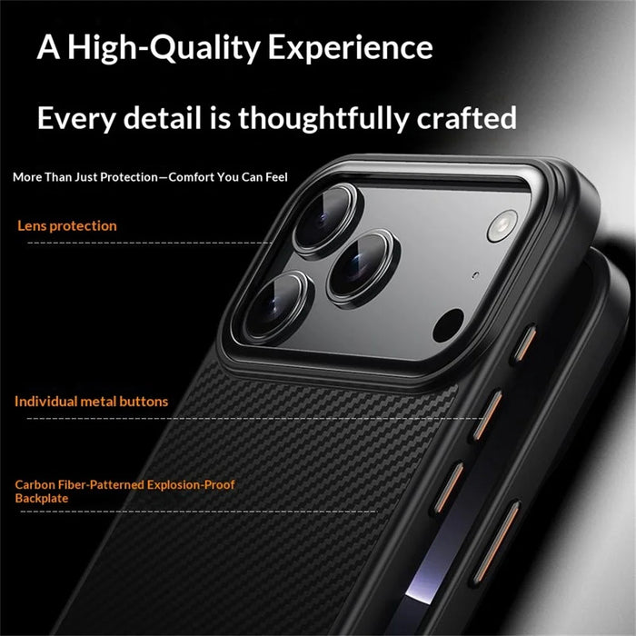 For iPhone 18 Pro / 17 Pro Magnetic Case Carbon Fiber Texture PC + TPU Phone Cover - Black - 6