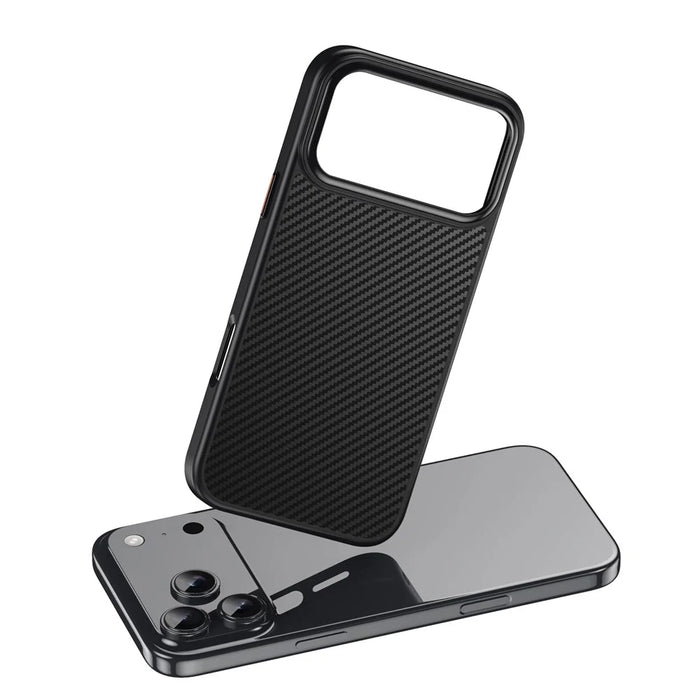 For iPhone 18 Pro Max / 17 Pro Max Magnetic Case Carbon Fiber Texture PC + TPU Phone Cover - Black - 2