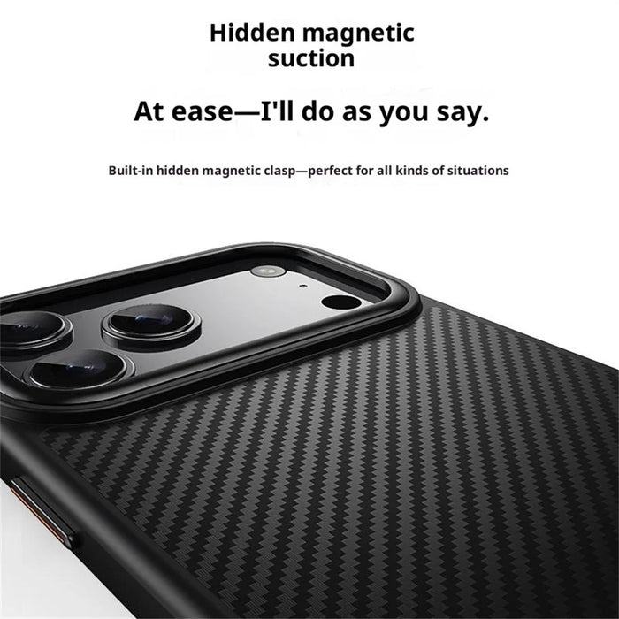 For iPhone 18 Pro Max / 17 Pro Max Magnetic Case Carbon Fiber Texture PC + TPU Phone Cover - Black - 5