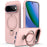 For Google Pixel 11 / 11 Pro / 10 / 10 Pro / 9 / 9 Pro Magnetic Case Rotating Ring Kickstand TPU + PC Back Cover - Pink - 1