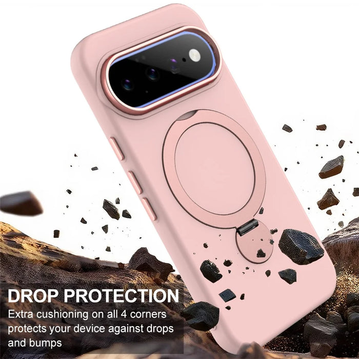 For Google Pixel 11 / 11 Pro / 10 / 10 Pro / 9 / 9 Pro Magnetic Case Rotating Ring Kickstand TPU + PC Back Cover - Pink - 4