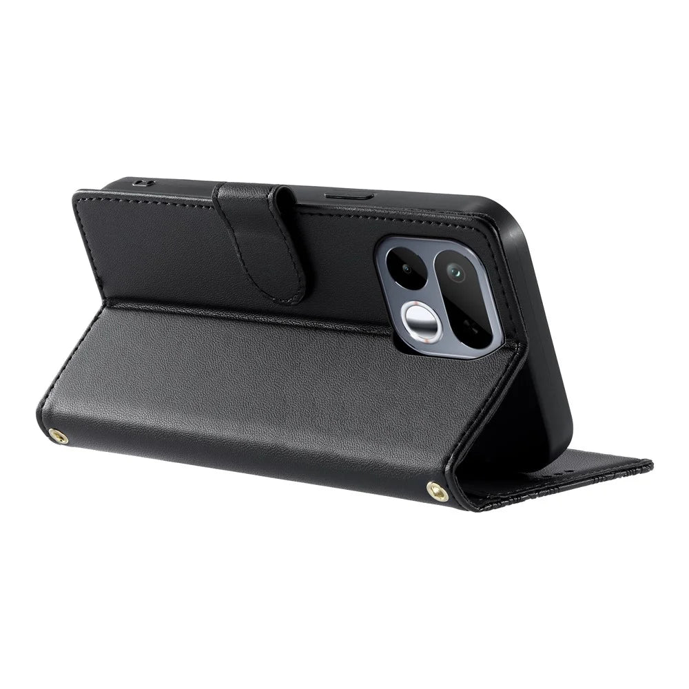 For Realme 16T 5G Case Embossed Totem Leather Flip Wallet Phone Cover with Wrist Strap - Black - 3