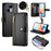 For Realme 16T 5G Leather Case Zipper Pocket Wallet Phone Cover with Straps - Black - 1