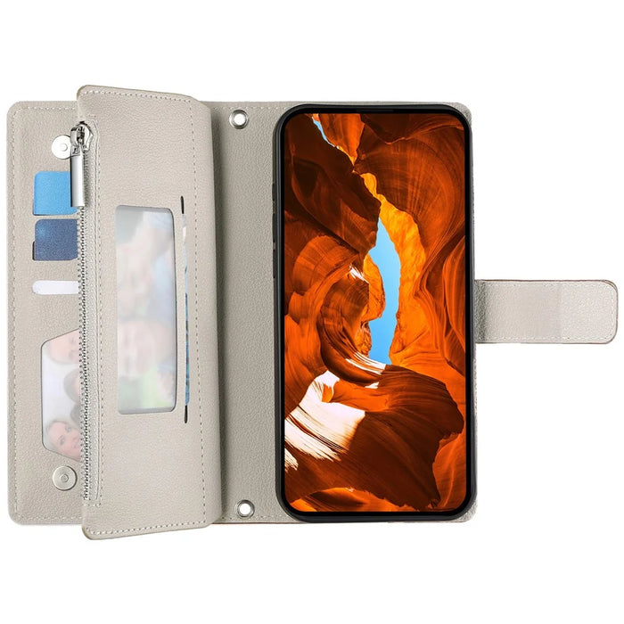 For Realme 16T 5G Leather Case Zipper Wallet Color Splicing Flip Phone Cover with Straps - Black - 2