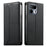 For Realme 16T 5G Wallet Stand Case Line Splicing TPU PU Leather Phone Cover - Black - 1