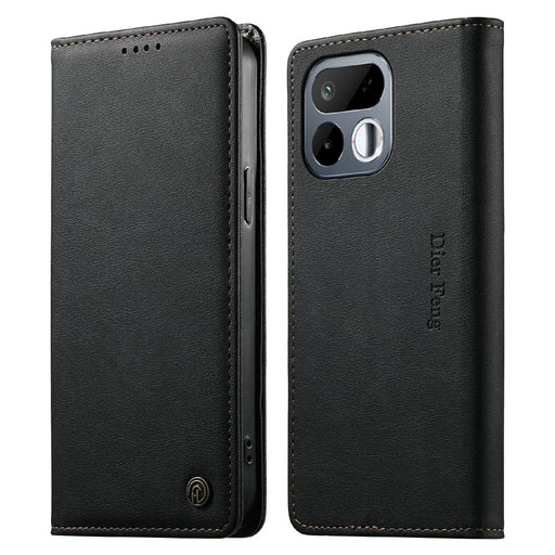DIERFENG DF-019 for Realme 16T 5G Leather Wallet Case Magnetic Flip Cover with Card Slots RFID Blocking - Black - 1