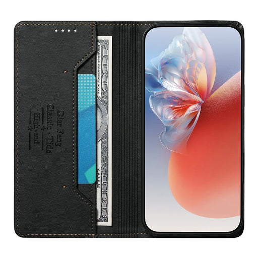 DIERFENG DF-019 for Realme 16T 5G Leather Wallet Case Magnetic Flip Cover with Card Slots RFID Blocking - Black - 2