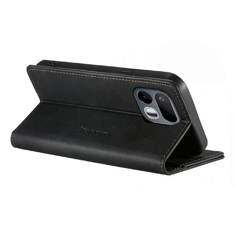 DIERFENG DF-019 for Realme 16T 5G Leather Wallet Case Magnetic Flip Cover with Card Slots RFID Blocking - Black - 4