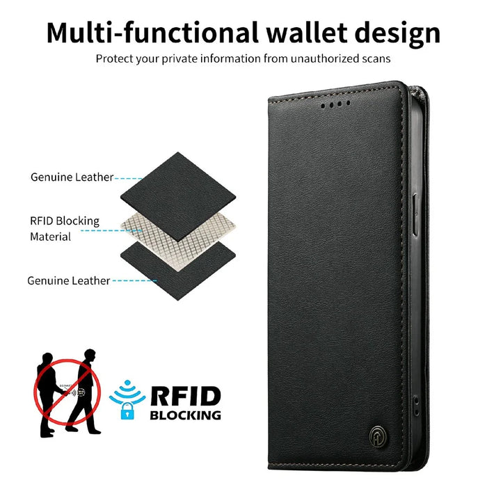 DIERFENG DF-019 for Realme 16T 5G Leather Wallet Case Magnetic Flip Cover with Card Slots RFID Blocking - Black - 7