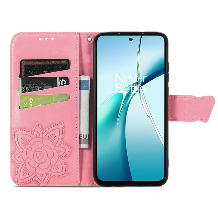 For Samsung Galaxy S26 FE Case with Strap Butterfly Pattern PU Leather Wallet Phone Cover - Pink - 2