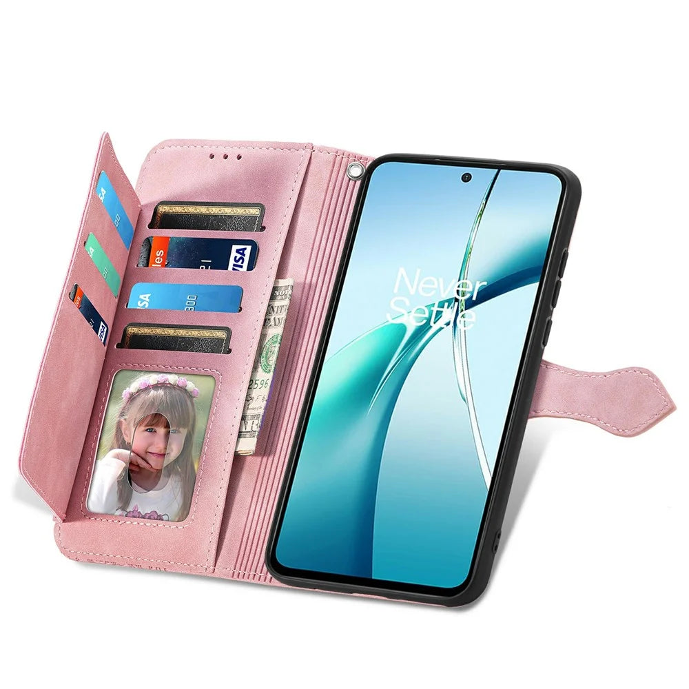 For Samsung Galaxy S26 FE Zipper Wallet Case with Strap Flower Imprint PU Leather Phone Cover - Pink - 2
