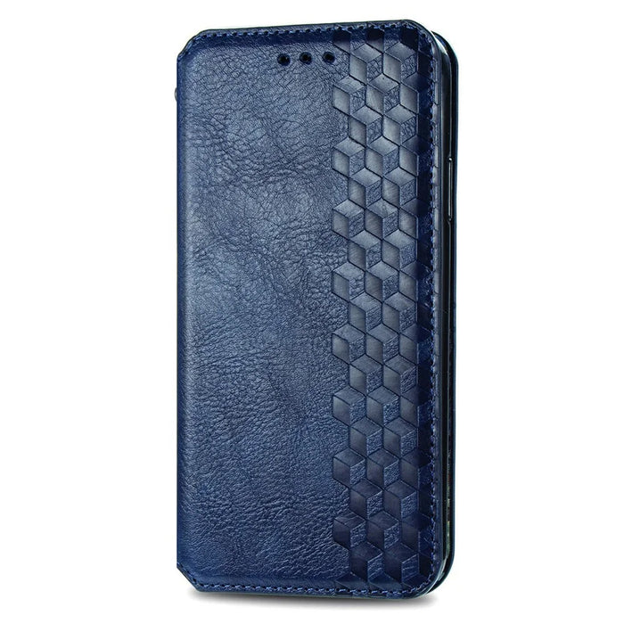 For Samsung Galaxy S26 FE Case Rhombus Imprint PU Leather Wallet Phone Cover - Blue - 5