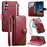 For Samsung Galaxy S26 FE Case Color Splicing TPU PU Leather Flip Shockproof Phone Cover with Wrist Strap - Red - 1