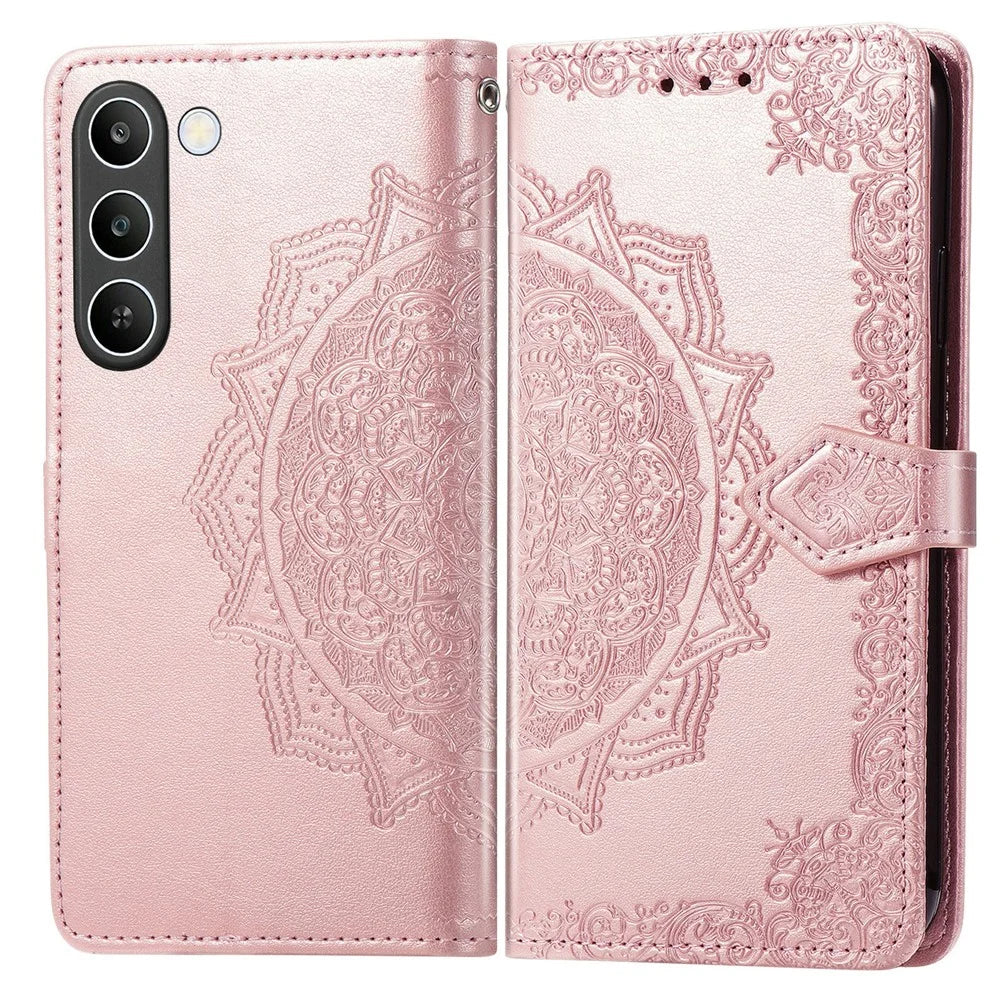 For Realme C83 5G Wallet Case Mandala Flower Leather Phone Cover Stand - Rose Gold - 1