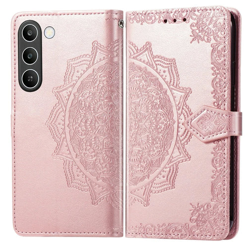 For Realme C83 5G Wallet Case Mandala Flower Leather Phone Cover Stand - Rose Gold - 1